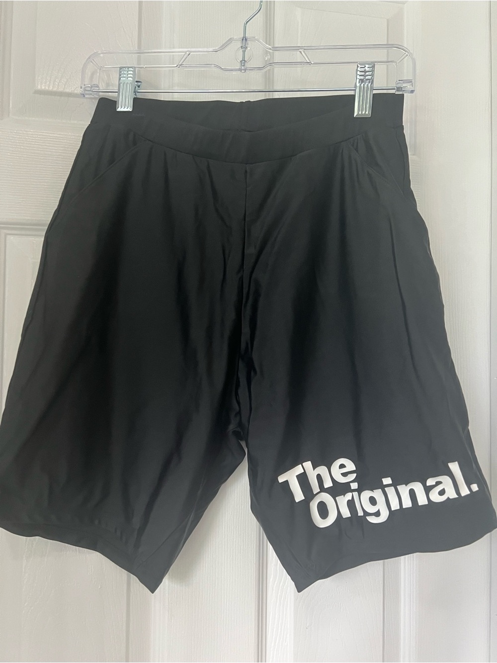 PatPat Black Active Shorts with Subtle White Tag Detail